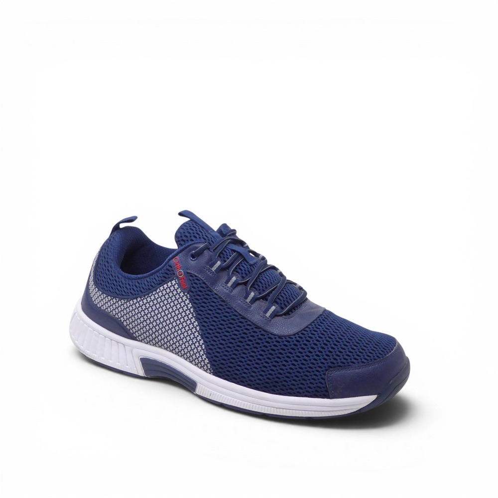 OrthoFeet Mens Edgewater Sneakers Blue Mesh Orthopedic Athletic Shoes 14 EE Wide